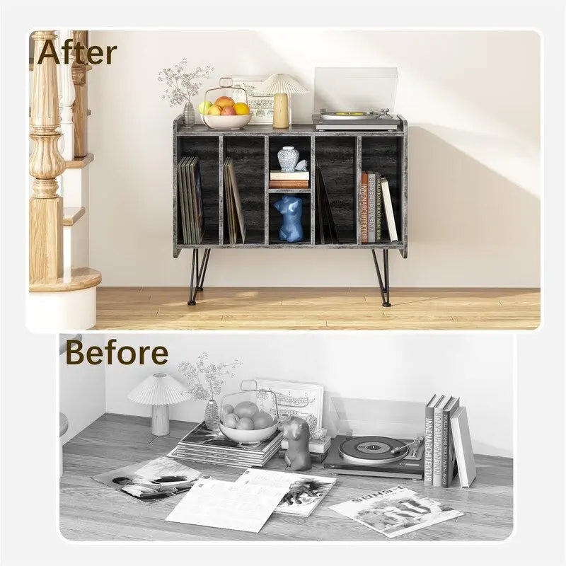 Grande mobile porta dischi in vinile - 13.6D x 33.1W x 26H