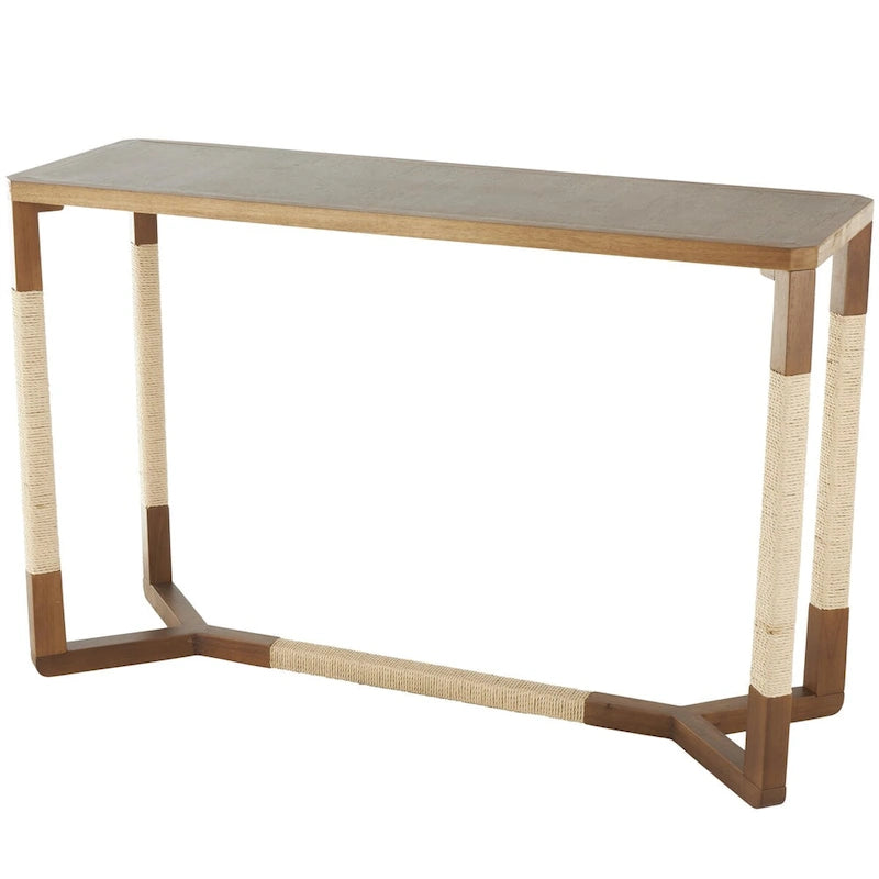 Wooden Console Table with Rope Wrapped Frame - Brown - Roche River Decor
