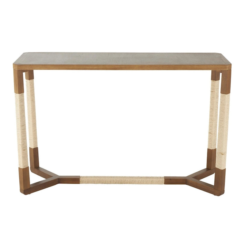 Wooden Console Table with Rope Wrapped Frame - Brown