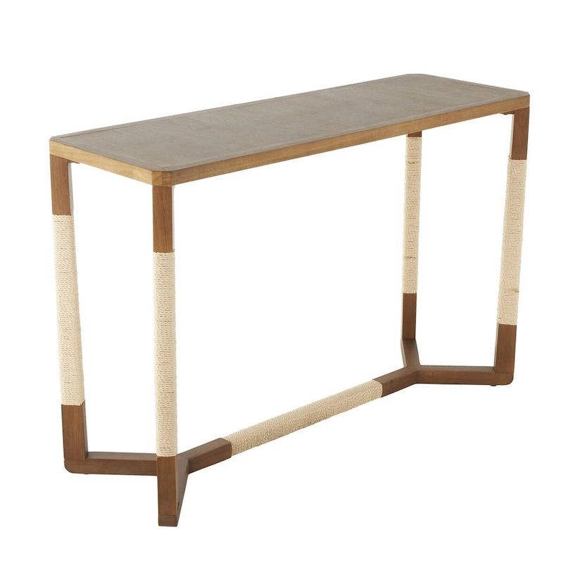 Wooden Console Table with Rope Wrapped Frame - Brown