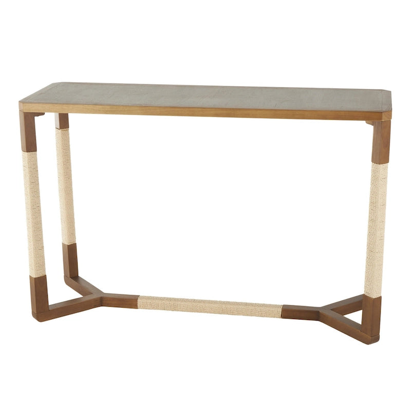 Wooden Console Table with Rope Wrapped Frame - Brown